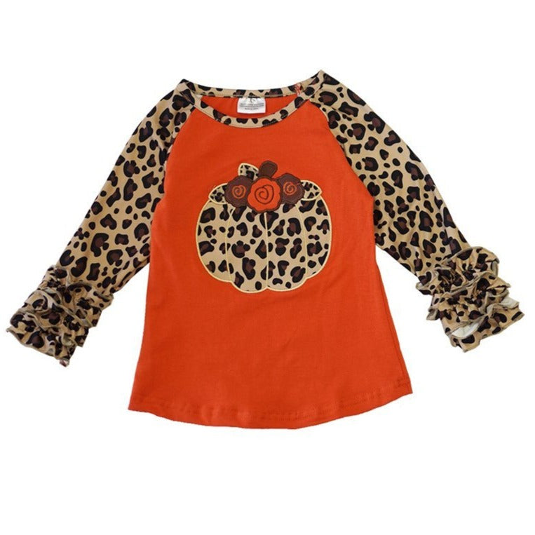Leopard Pumpkin Ruffle Shirt