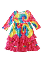 Load image into Gallery viewer, Tie Dye Layered Ruffle Maxi Dress
